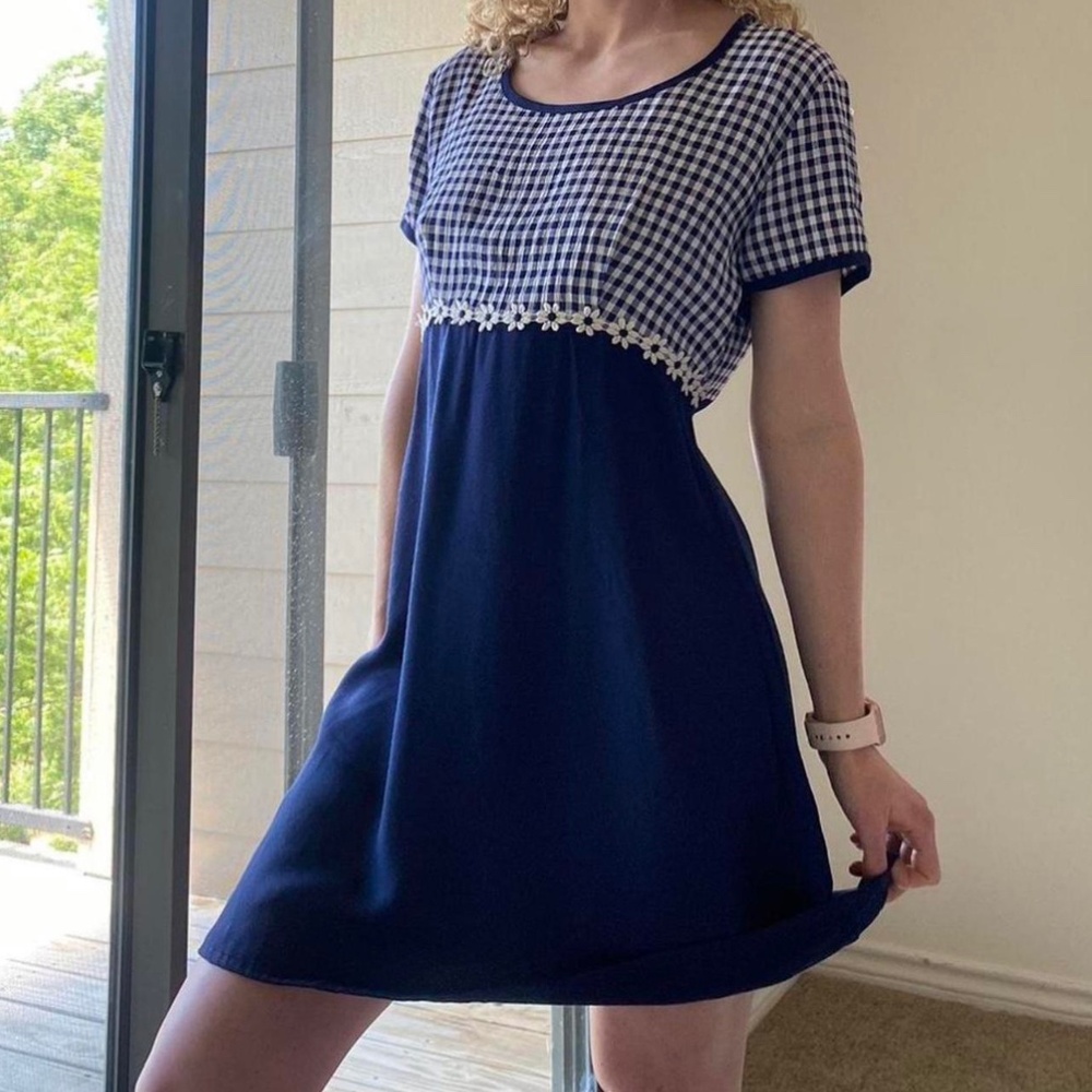 Vintage plaid floral blue dress all that jazz